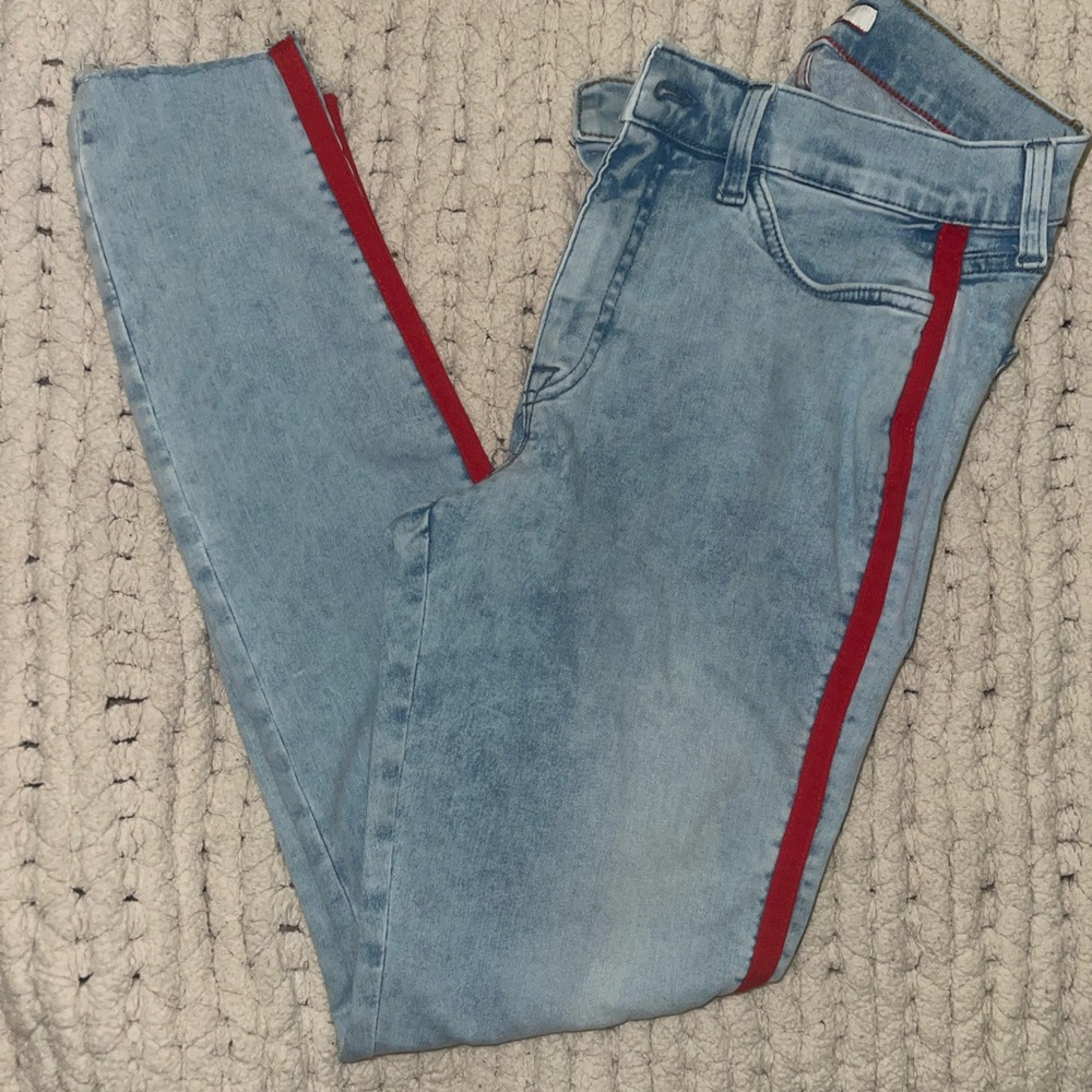 Tommy Hilfiger Light Blue Skinny Jeans with Red Accents